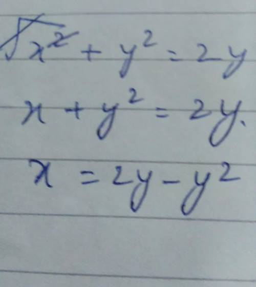 Express x in terms of y if √x² + y² = 2y​