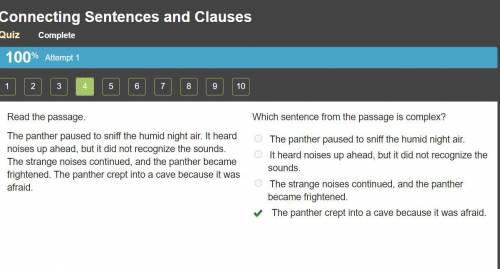 Part 2 Connecting Sentences and Clauses
Quiz Complete