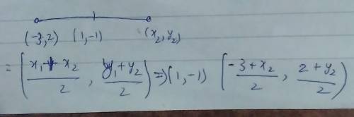 The midpoint of EF is M(1,-1). One endpoint is E(-3,2). Find the coordinates of endpoint F