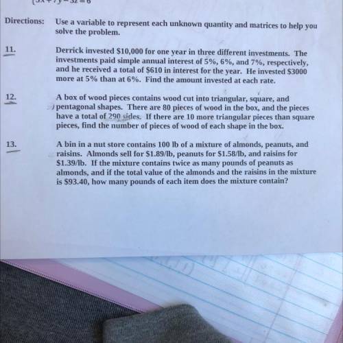 How to set up and solve using matrices?