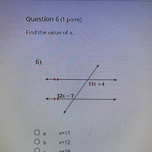 Find the value of x
1 x=11
2 x=12
3 x=19
4 x= 20