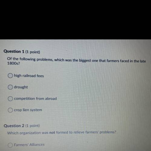 Question 1 (1 point)

Please help if you do not give me the right answer I will report Of the foll