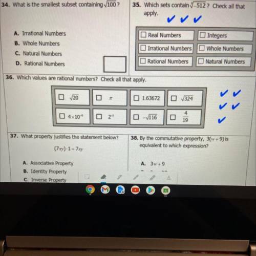 *QUESTIONS WORTH 100 PIONTS PLEASE HELP ME*

34. Which is the smallest subset containing square ro