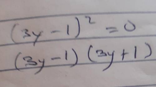 (3y-1)² =0 extracting square rootsPasagot pls. ​