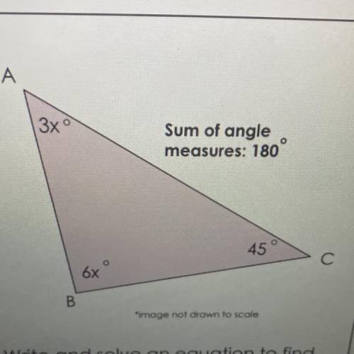 Write and solve an equation to find the value of x