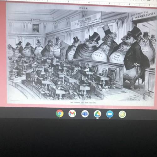 Based on the political cartoon, how is America divided into The

Wealthy Few and The Poor Masses?