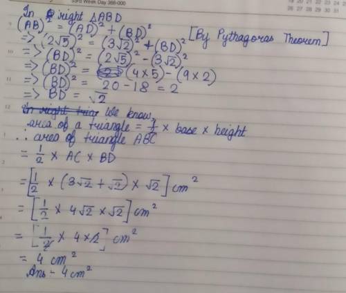 Surds and roots
look at the picture 
area of the triangle
