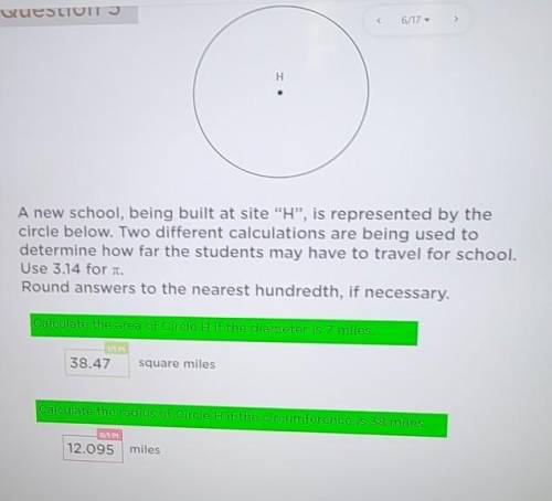 A new school, being built at site H”, is represented by the circle below. Two different calculatio