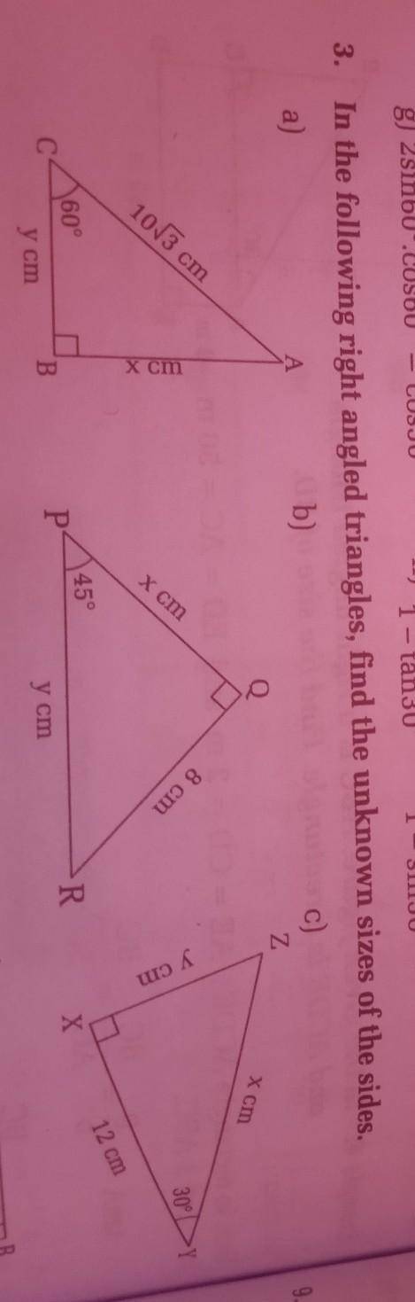 Find unknown sizes of the sides ​