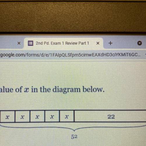 Find the value of x in the diagram below