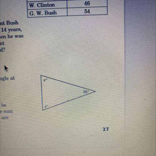 Find the value of x in the triangle at the right