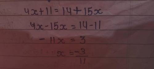 4×+11=14+15× 
Solving linear equations
