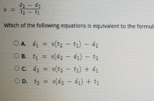 Select the correct answer. Consider the formula for the average velocity, v, of a moving particle.