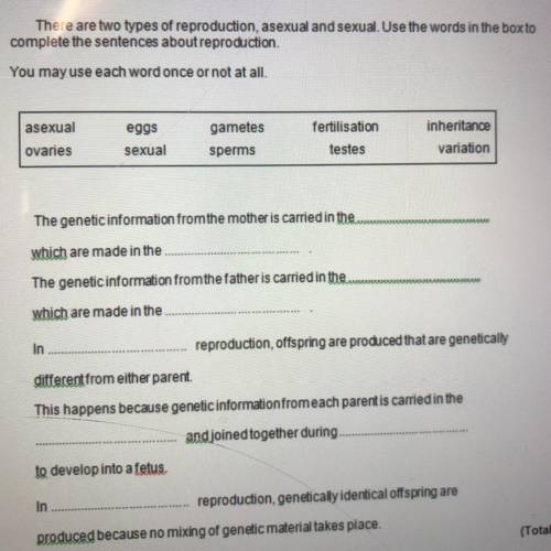 Asexual and sexual reproduction biology pleaseee help