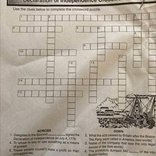 The Boston Tea Party and the
Declaration of Independence Crossword Puzzle