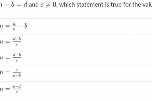 If cn+b=d and c≠0, which statement is true for the value of n.