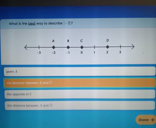 What is the best way to describe |-2|?

I think it's the second one but I'm not sure so help pleas