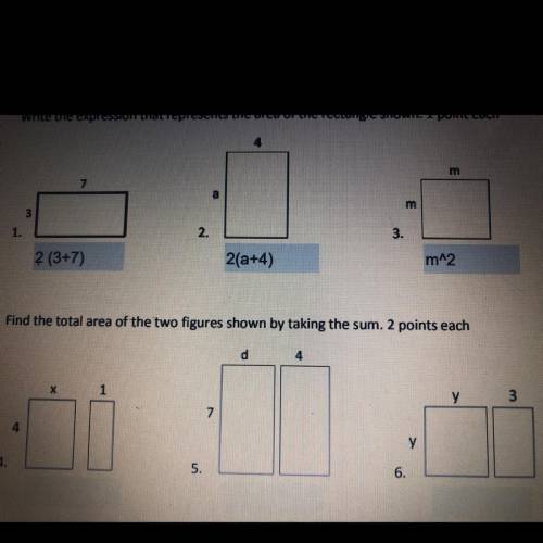 Find the total area of the two figures shown by taking the sum.