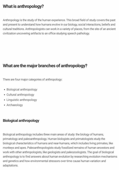 What is anthropology? Discuss the type of anthropology?