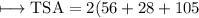 \\ \rm\longmapsto TSA=2(56+28+105