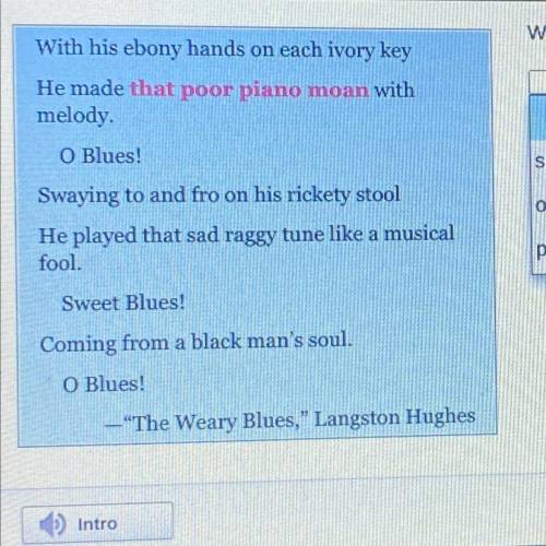 English

Which figure of speech is bolded in this excerpt?
With his ebony hands on each ivory key