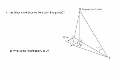 What is the distance from point B to point C?
What is the height from C to D?