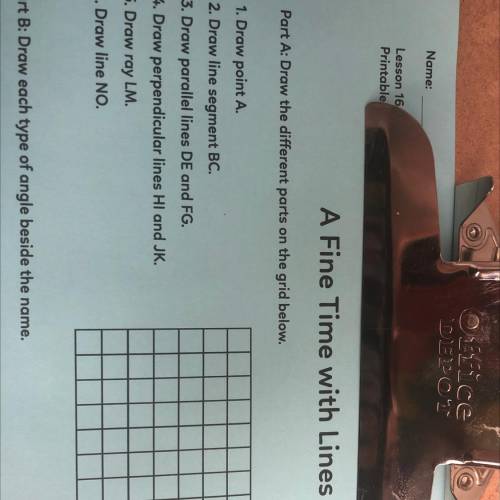 Draw the different parts on the grid below.

1. Draw point A.
2. Draw line segment BC.
3. Draw par