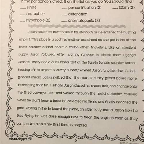 Find underline, and label each instance of figurative language in the paragraph. Check it on the li