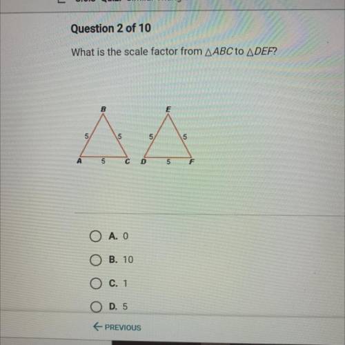 What is the scale factor from AABC to ADEF?