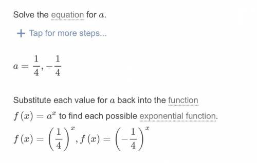 Find a value a > 0 so that the graph of the exponential function f(x) = a^x contains the point