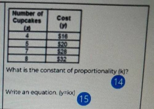 1.what is the constant of proportionality write an equation (y=kx)