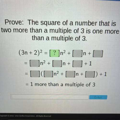 PLEASE HELP ILL GIVE BRAINLIEST

Prove: The square of a number that is
two more than a multiple of