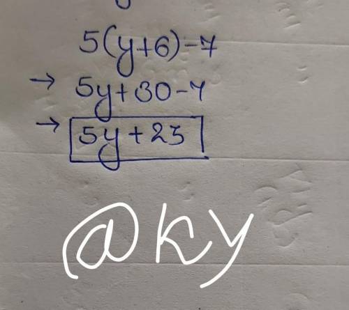 Simplify 5(y+6)-7y using distribution and combining like terms