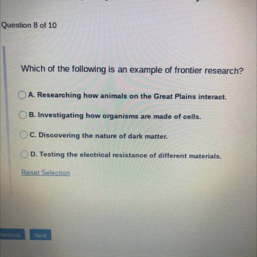 Which of the following is an example of frontier research?