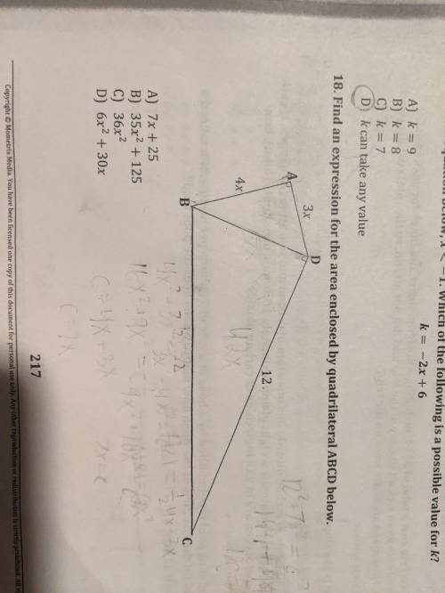 Find an expression for the area enclosed by quadrilateral ABCD below.

a) 7x+25
b)
c)
d) 
PLEASE H