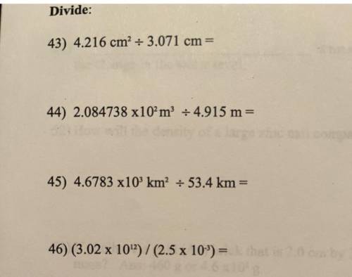 Metric conversion. Divide the following