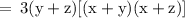 \rm \:  =  \: 3(y + z)[(x + y)(x + z)]