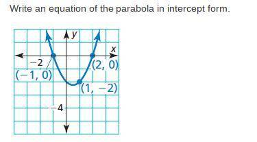 Write an equation of the parabola in intercept form that passes through (1, -2) with x intercepts