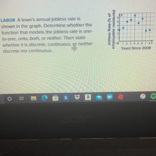 HELP PLEASE DONE IGNORE

LABOR A town's annual jobless rate is
shown in the graph. Determine wheth