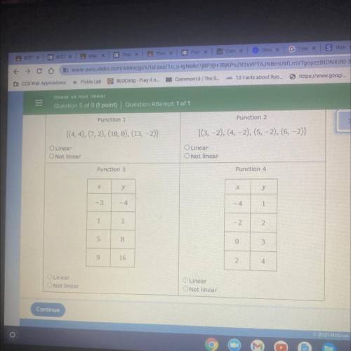 For each function state whether it is linear.