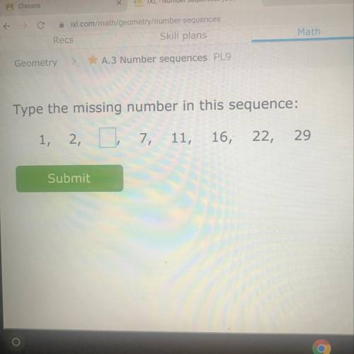 Type the missing number in this sequence