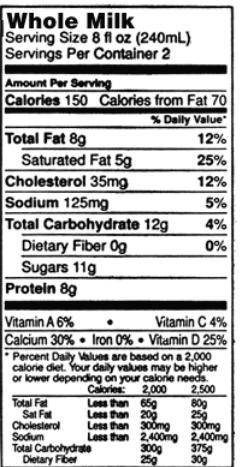 How many servings of whole milk do you need to consume to obtain 100% your daily value of vitamin D