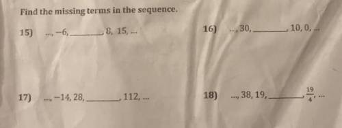 Need help due in 2 minutes
Find the missing terms in the sequence.