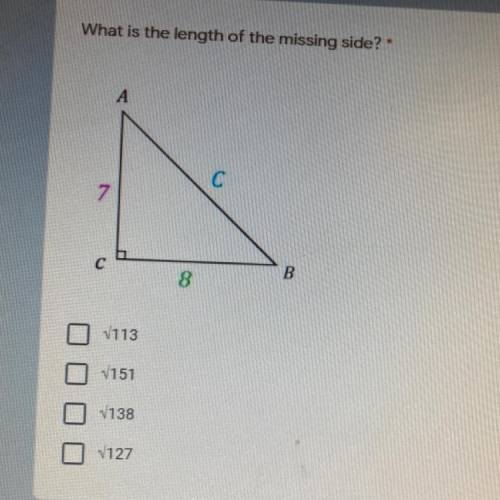 What is the length of the missing side?
(Pre-cal)