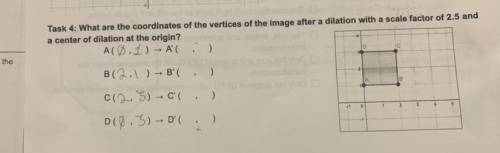 What are the coordinates of the vertices of the image after a dilation with a scale factor of 2.5 a