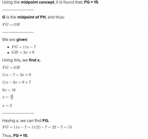 If g is the midpoint of FH find Fg