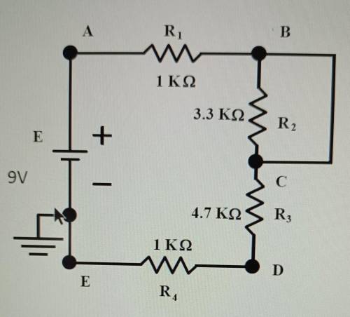Find the current and voltage across each resistor in the given circuit.