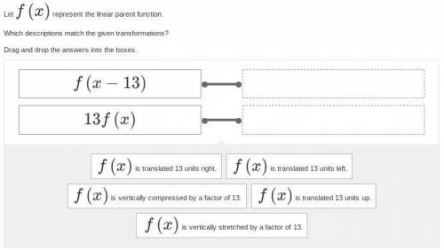 Let f(x) represent the linear parent function.

Which descriptions match the given transformations