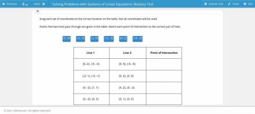 (50 points)

Drag each set of coordinates to the correct location on the table. Not all coordinate