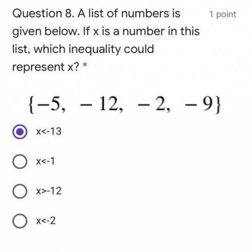 A list of numbers is given below. If x is a number in this list, which inequality could represent x